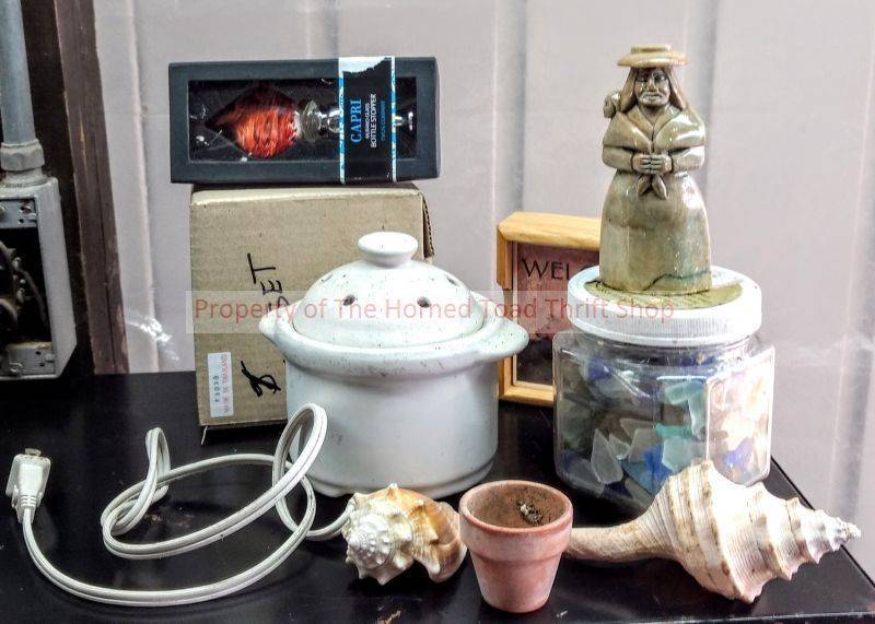 lot 96 image: Tea Set and Bottle Stopper, Figurine, and More