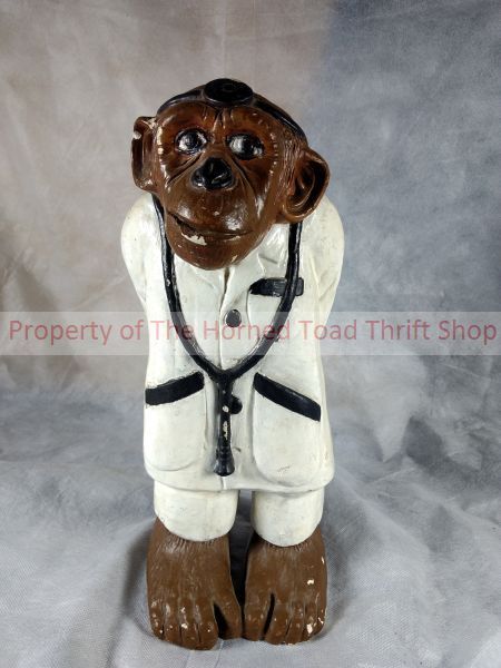 lot 315 image: Vintage Chalkware Doctor Monkey Chimpanzee 1970s Collectible