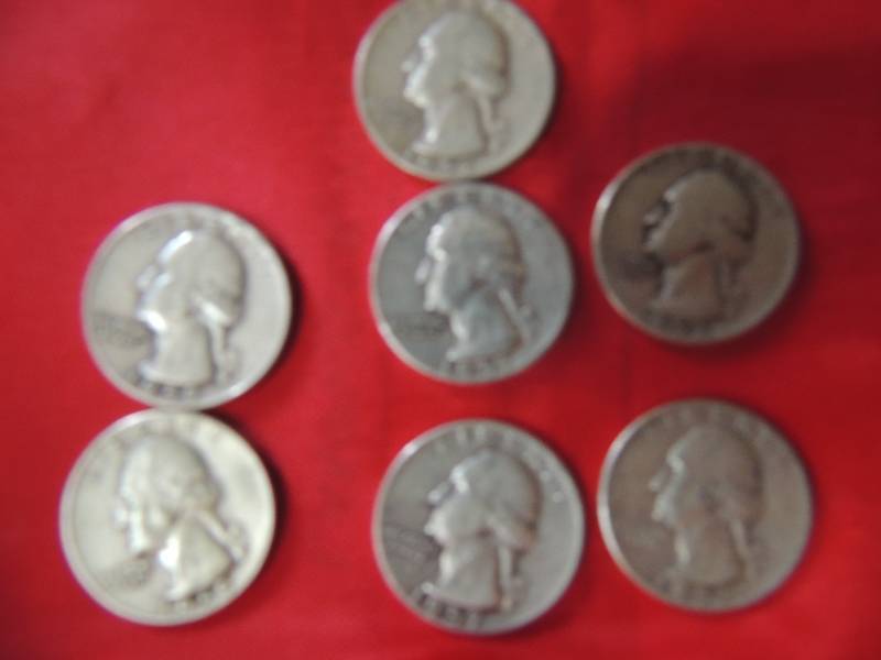 lot 125 image: Washington Quarter dollar 1959 x 2, 1957 x 3, 1952 x 1, 1953 x 1