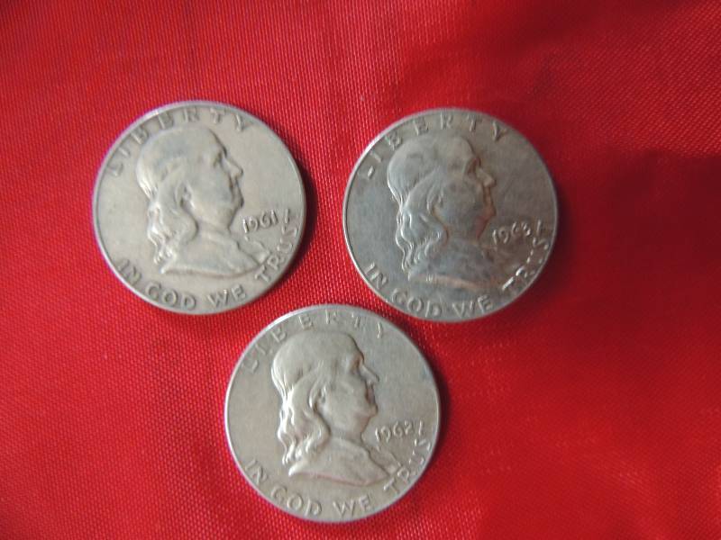 lot 127 image: Franklin Half Dollars 1961, 1962, 1963
