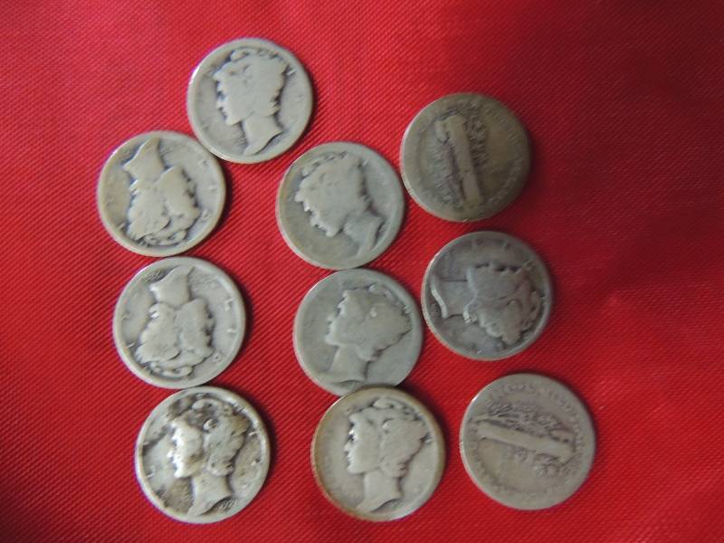 lot 143 image: Mercury Dimes 1943 Qty. 12
