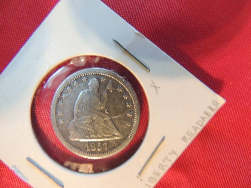 lot 17 image: Seated liberty Quarter Dollar 1857  clean