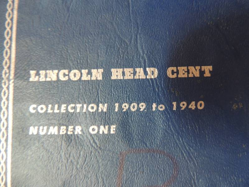 lot 39 image: Lincoln Head cent Folder 1909-1940. Contains 34 coins of set