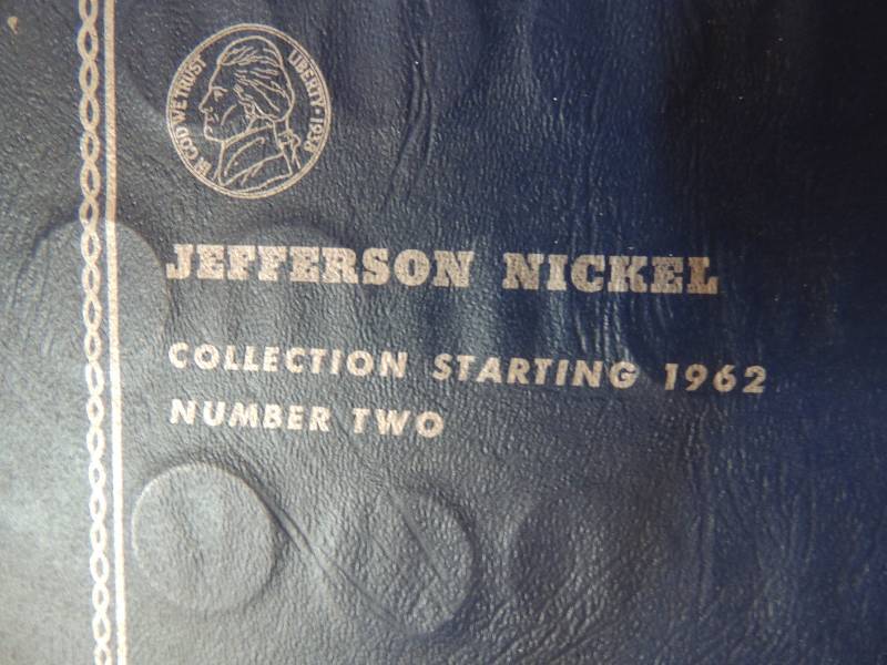 lot 37 image: Jefferson Nickel Folder 1938 forward. Contains 1939-1961. 54 of set