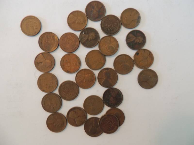 lot 45 image: Wheat Penny  1918 and 1919. Qty 28