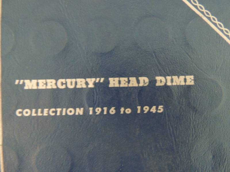 lot 65 image: Mercury Head Dime Collection 1916-1945. Contains 63 dimes . Missing 14 of set s