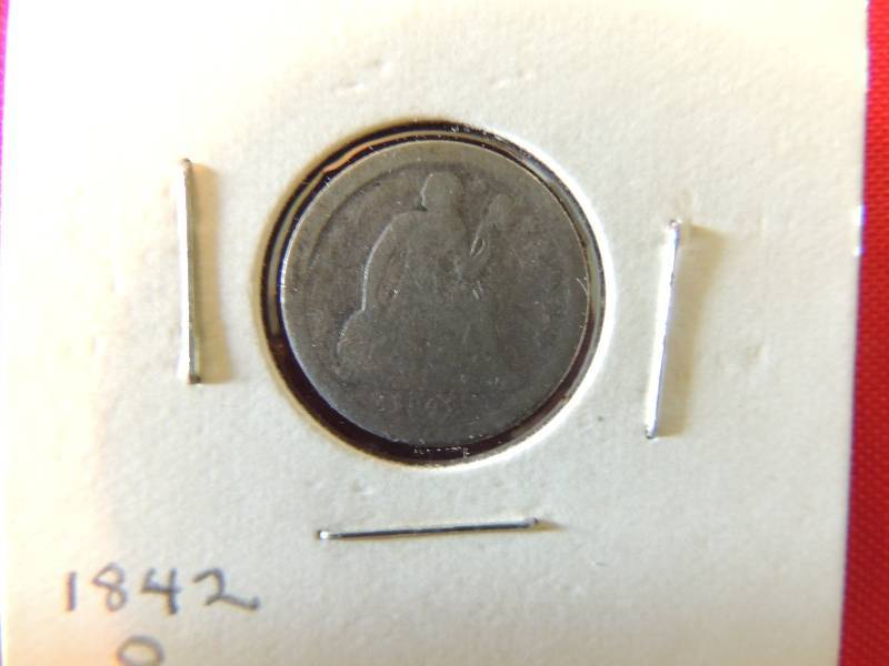 lot 80 image: Liberty seated dime 1842 O fair condition (see picture)