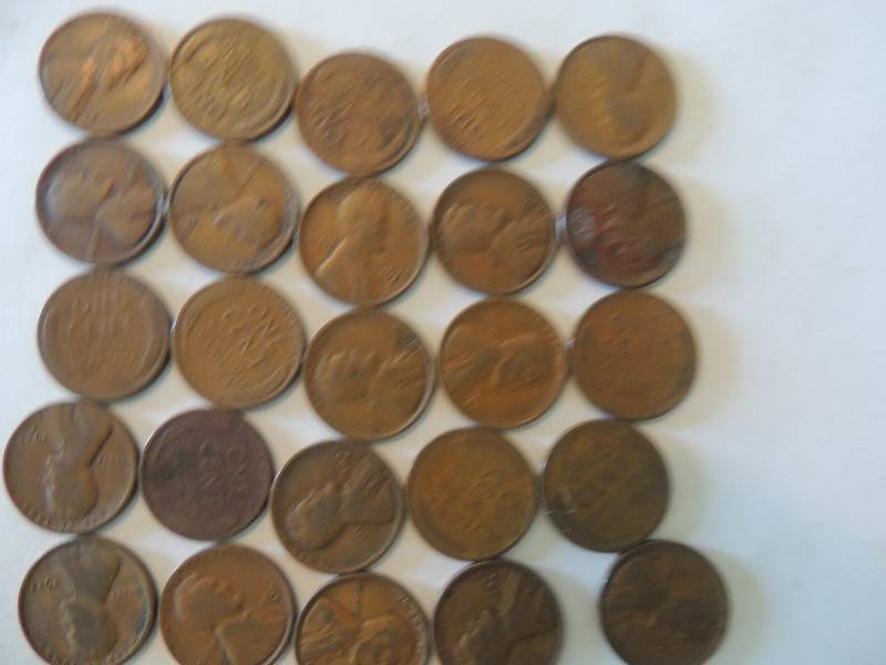 lot 89 image: Wheat Pennies. Unsearched. Qty 25