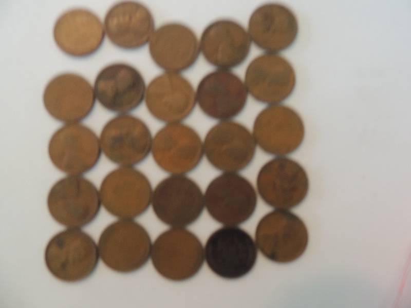lot 90 image: Wheat Pennies. Unsearched. Qty 25