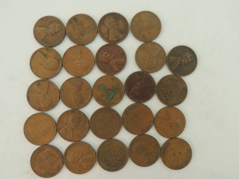 lot 96 image: Wheat Pennies. Unsearched. Qty 25