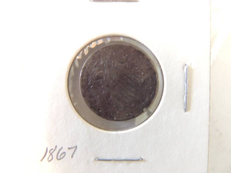 lot 114 image: Shield Nickel with rays 1867