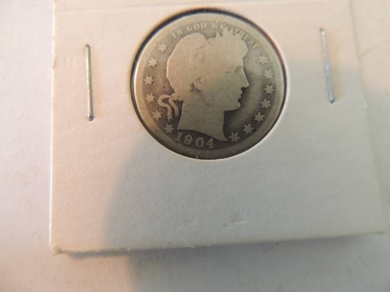 lot 119 image: Barber silver quarter dollar 1904