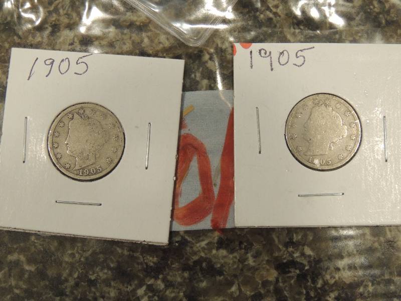 lot 201 image: Liberty head V nickels 1905 x 2