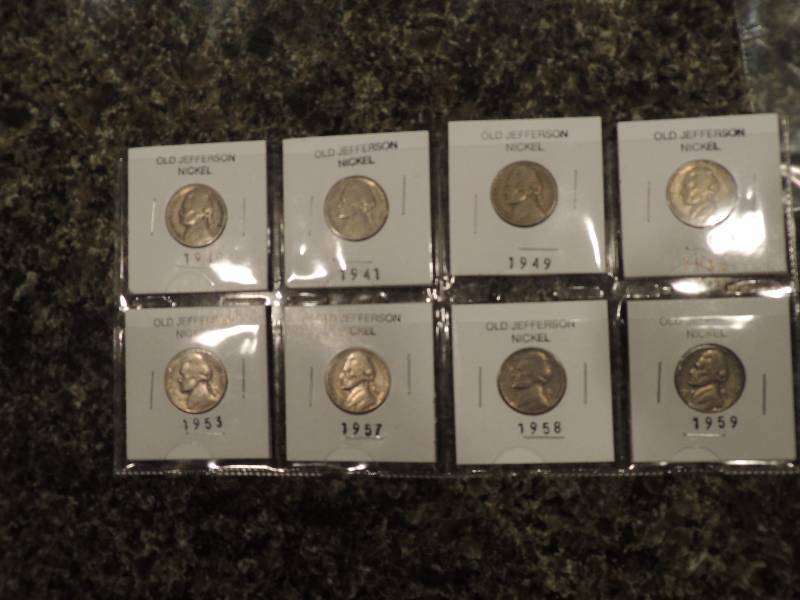 lot 218 image: Jefferson nickel 1949, 1952,1958,1959,1940,1941,1953,1957
