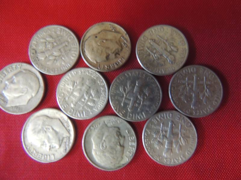 lot 160 image: Roosevelt Dimes 1964 x 10