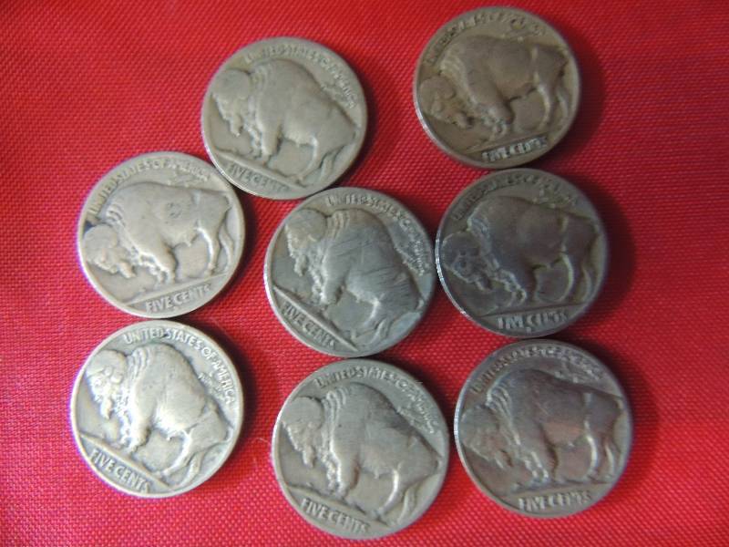 lot 166 image: Buffalo Nickels 1937 x 5 and 1935 x 3