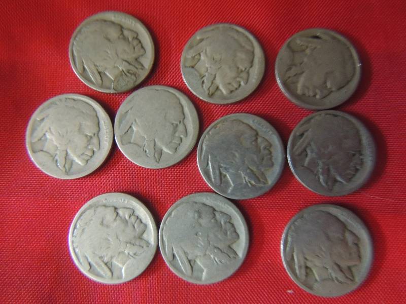 lot 176 image: Buffalo Nickels no date x 10