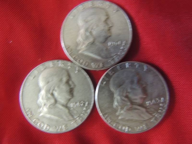 lot 178 image: Franklin half dollar- 1961, 1962, 1963