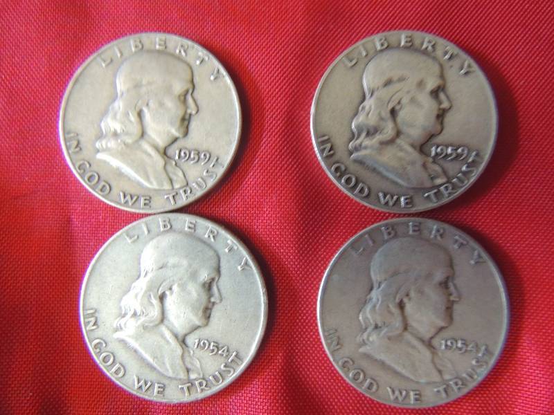lot 181 image: Franklin half dollar- 1954 x 2 1959 x 2
