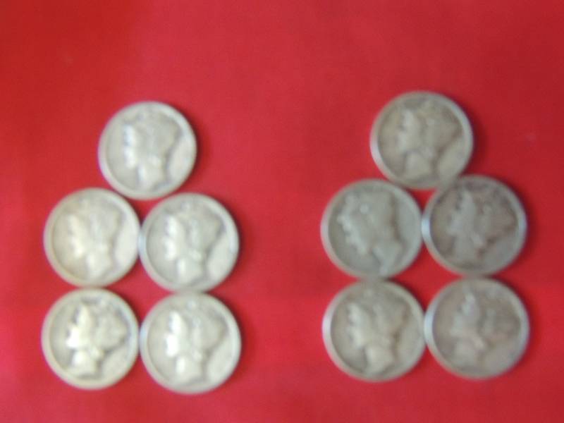 lot 193 image: Mercury head Dimes 1943 x 10