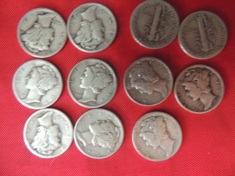 lot 159 image: Mercury Head dimes 1916-1919 x 15