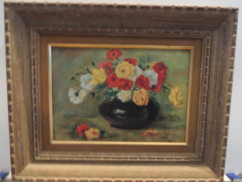 lot 21 image: Jeri    original oil roses F 17x21