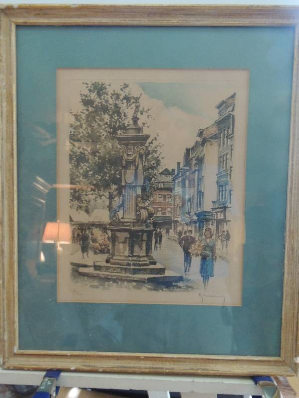 lot 26 image: Hibbeliney, Y ()   Vintage Lithograph SN 250350 Street scene F 21 12x18