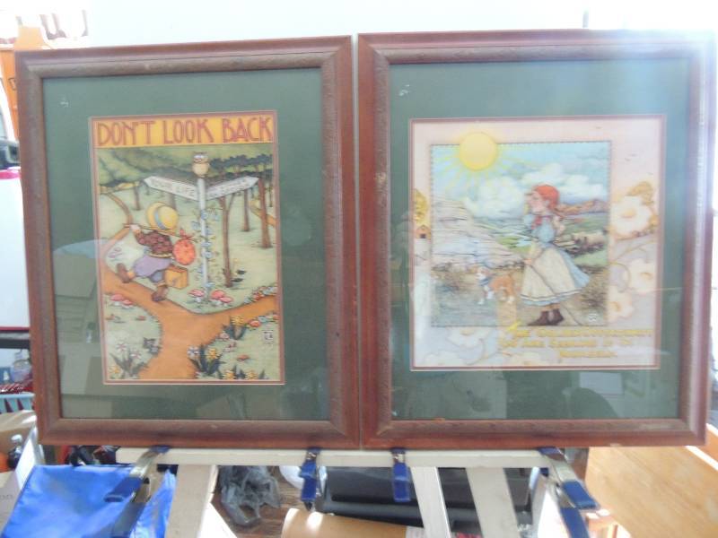 lot 42 image: Mary Engelbright,  2 pieces      Lithographs   a) Golden Opportunity b) Don�t Look Back F 25x21