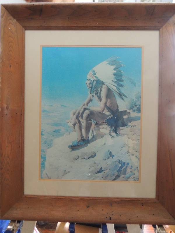 lot 43 image: Leigh, W.R. Vintage Lithograph 1910 Native American Chief F 36x30