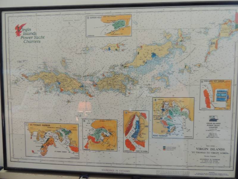 lot 49 image: Framed map of the Virgin Islands Power Yacht Tours F 16 12x24