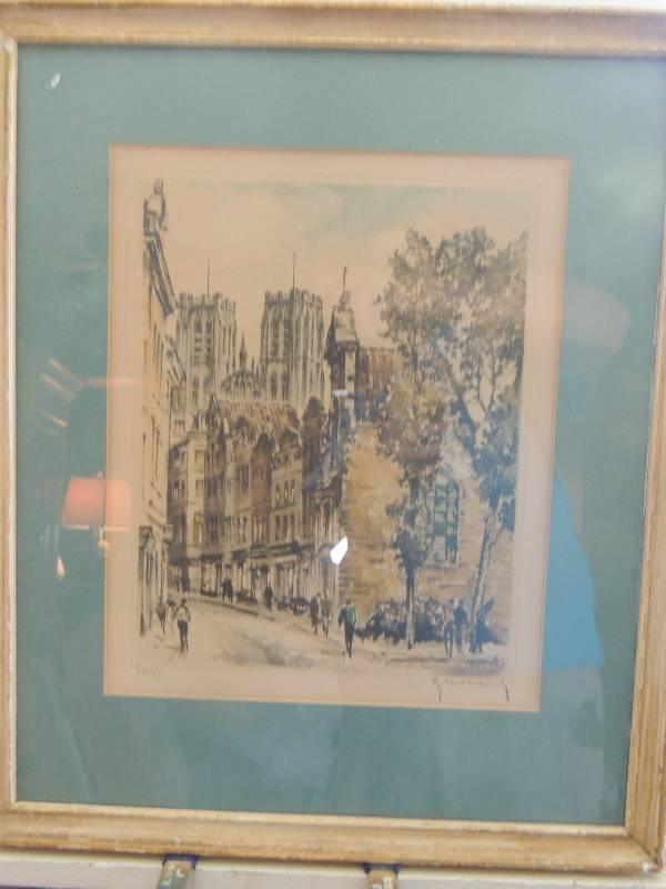 lot 54 image: Hibbeliney, Y () Vintage Lithograph SN 265350 Street scene F 22x18