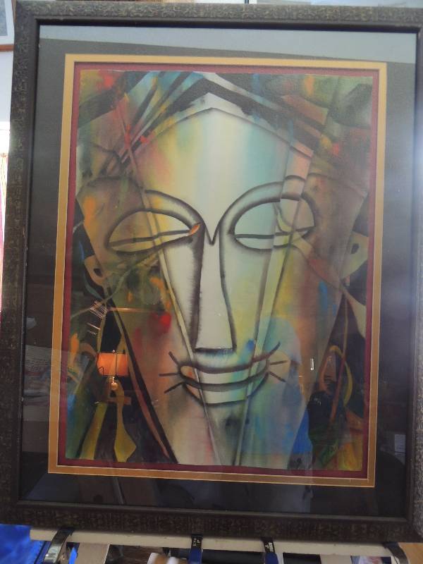 lot 59 image: McCown -  Original Watercolor  2001 Abstract Portrait F 40 x 33 A 22 x 30