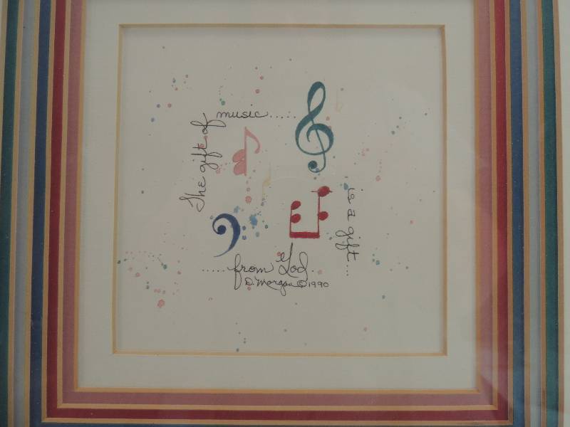 lot 69 image: Morgan, D.   1990   Lithograph Gift of music F 12x12