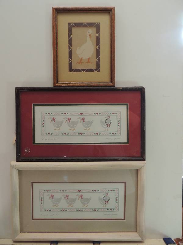 lot 70 image: 2 pieces- Gandre, Marilyn Lithograph Goosey Gander F 9x16 and Litho artist unknown Duck F10x18