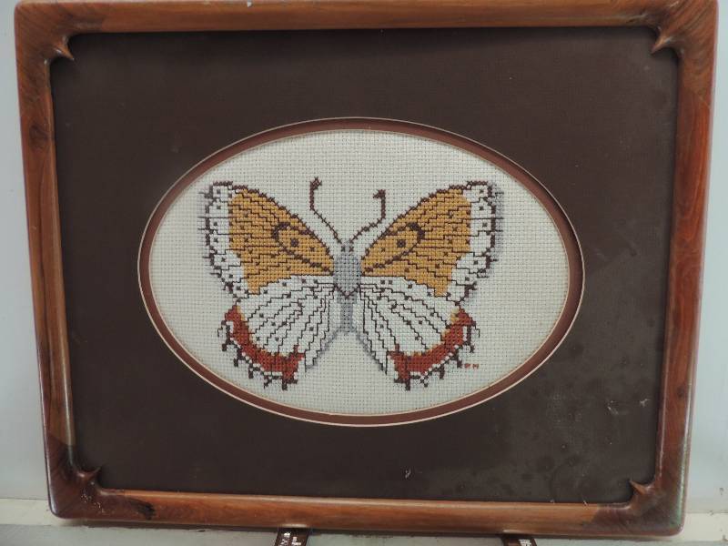lot 73 image: Needlepoint Butterfly F12x15