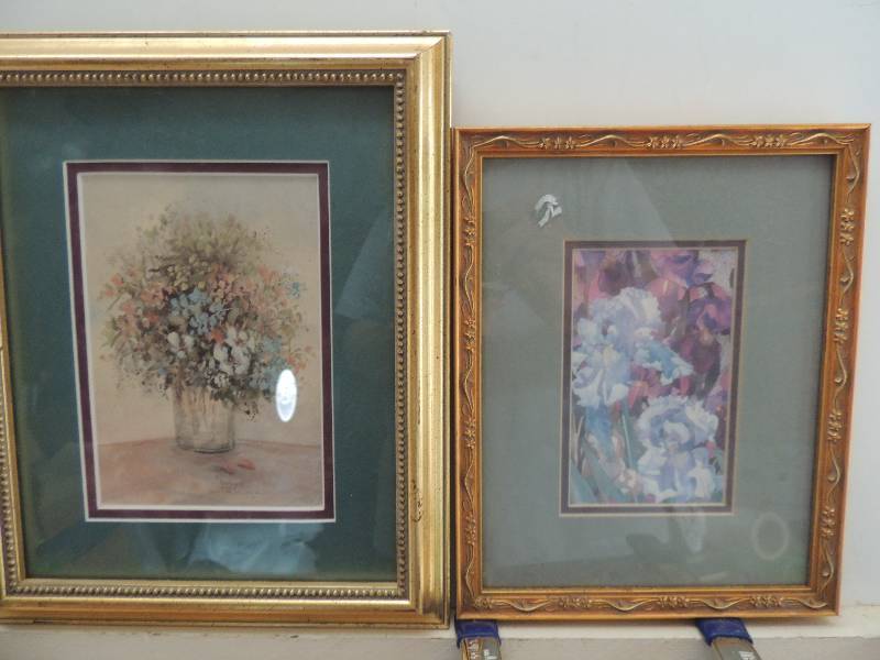 lot 90 image: 2 pieces    Bertrand, M SN 2081900 Lithograph Floral F 11 12x 9 12 and artist unknown Print Irises F 8x10