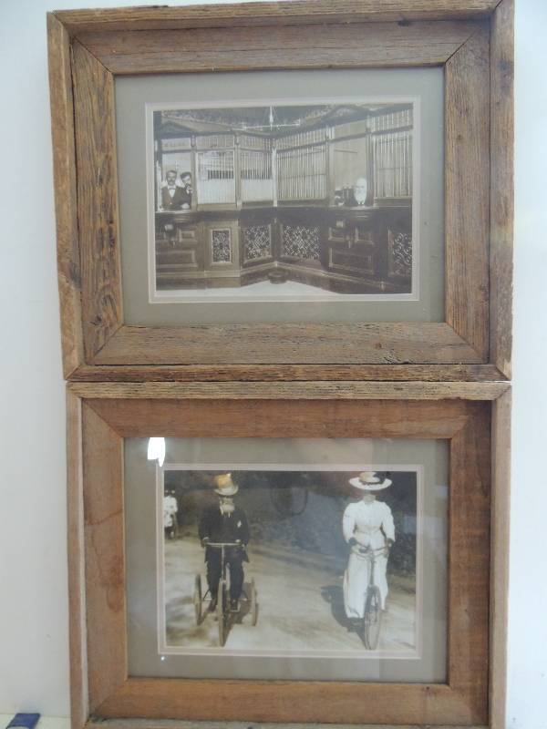 lot 113 image: 2 pieces Turn of the century photographs Bank and Bicycles F 15x18