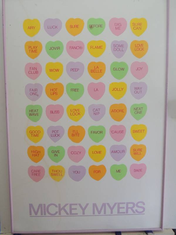 lot 123 image: Myers, Mickey   1970s Sweetheart Candies 36x24 no glass