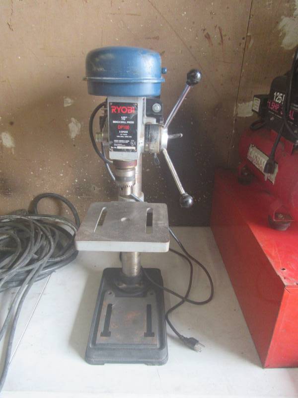 RYOBI 10 INCH BENCH DRILL PRESS DP100 W.L.A.R TOOLS GALORE AUCTION