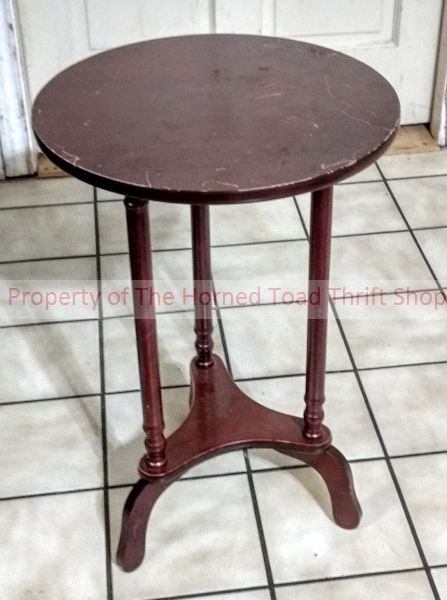 lot 55 image: Wooden Three Legged End Table