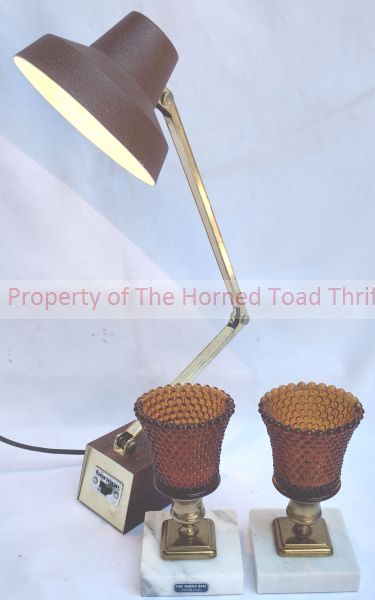 lot 68 image: Desk Lamp and Italian Candle Holders