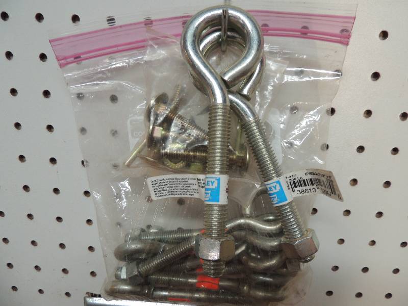 lot 15 image: EYE  bolts 12 inch x 6 inch qty 2   &  eye bolts 14 in. x 4 inch - qty x 9