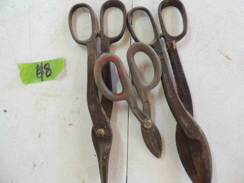 lot 48 image: Metal tin snips,(Crescent co.) 12 inches  x 2 and 8 inches