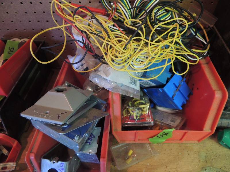 lot 184 image: Electrical wiring tools,  braces for wall sockets and light switch plates