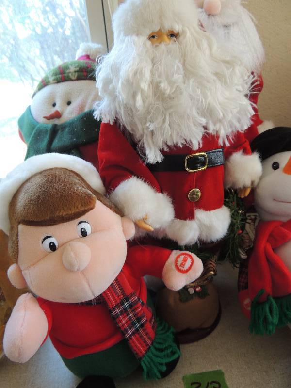 lot 217 image: Musical Elf, Snowman, Santa on stand and more