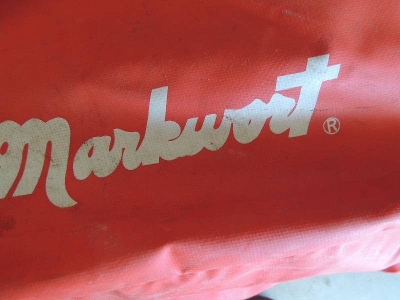 lot 258 image: BAseball equipment bag -Markwort red - ,helmet, WHISTLE and balls