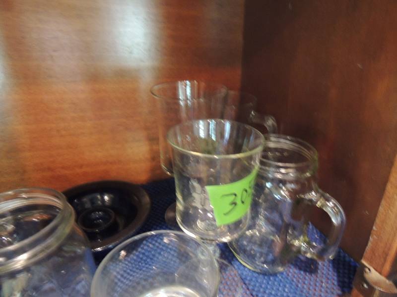 lot 305 image: 3 W   glasses,  2 drinking jar mugs