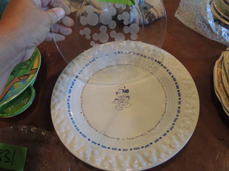 lot 332 image: 2 Disney Mickey Mouse Plates - Gourmet Mickey, & CLEAR W IMPRINT