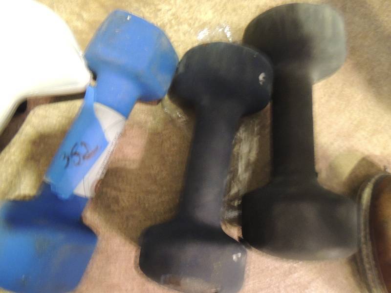 lot 352 image: 3 - Eight lb. weights  &  1- 3 12 pound weight