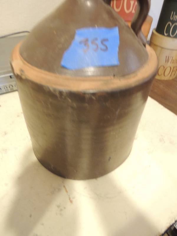 lot 355 image: VINTAGE 2 gallon Clay JUG